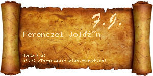 Ferenczei Jolán névjegykártya